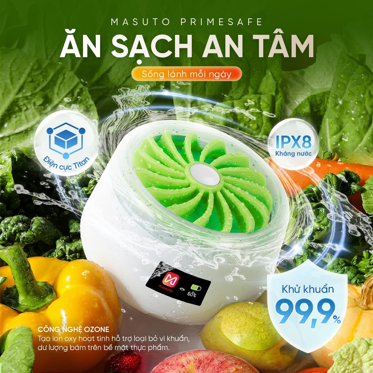 Máy Rửa Thực Phẩm Bằng Ozone Masuto MSPrimeSafe 1