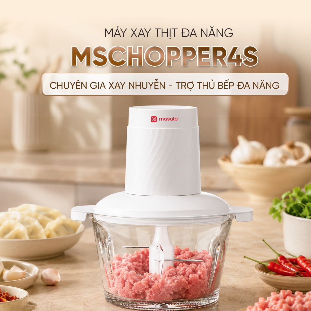Máy Xay Thịt Masuto MSCHOPPER4S 1.8 Lít 1