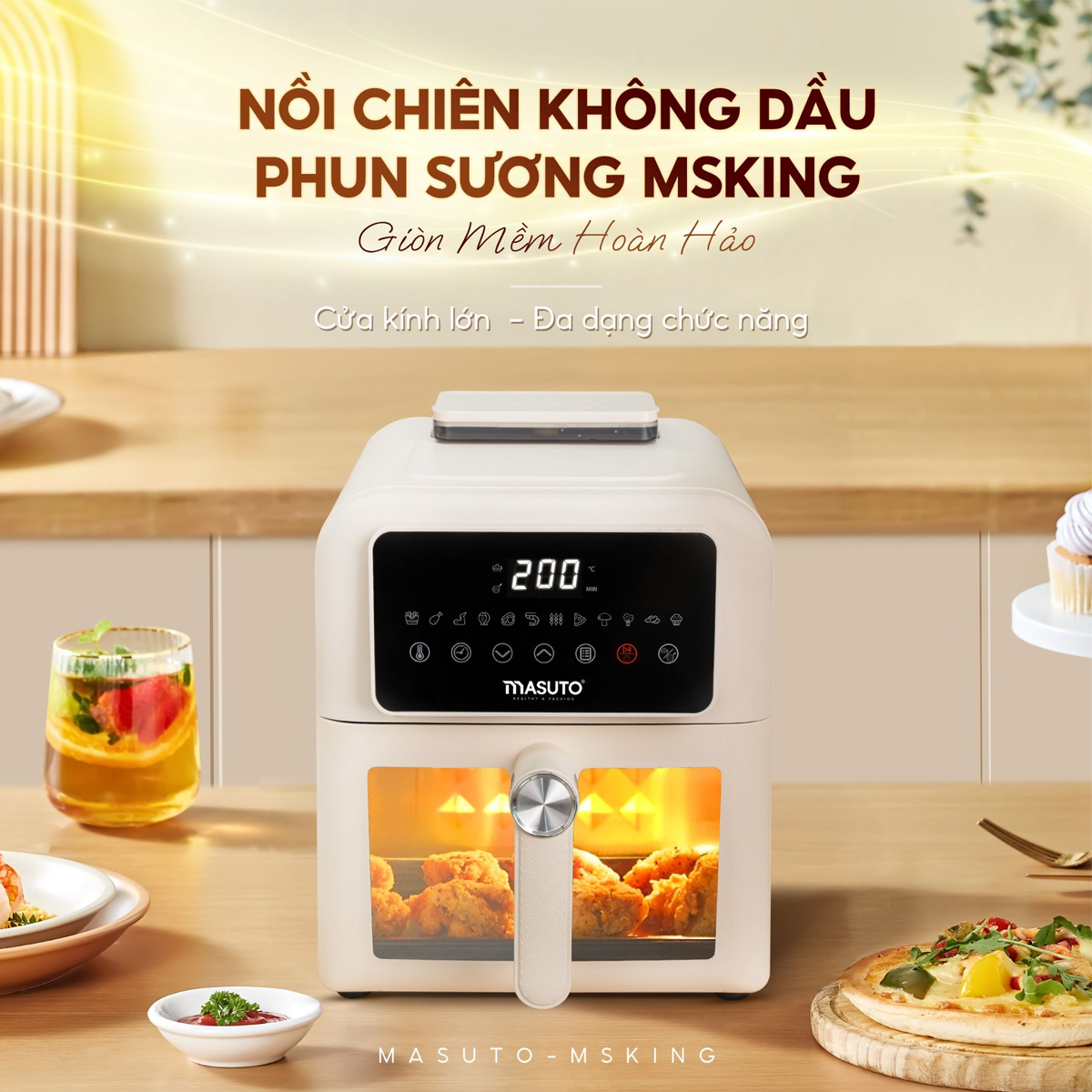 Nồi Chiên Không Dầu Phun Sương Hơi Nước Masuto MSKing 6.0 Lít 2