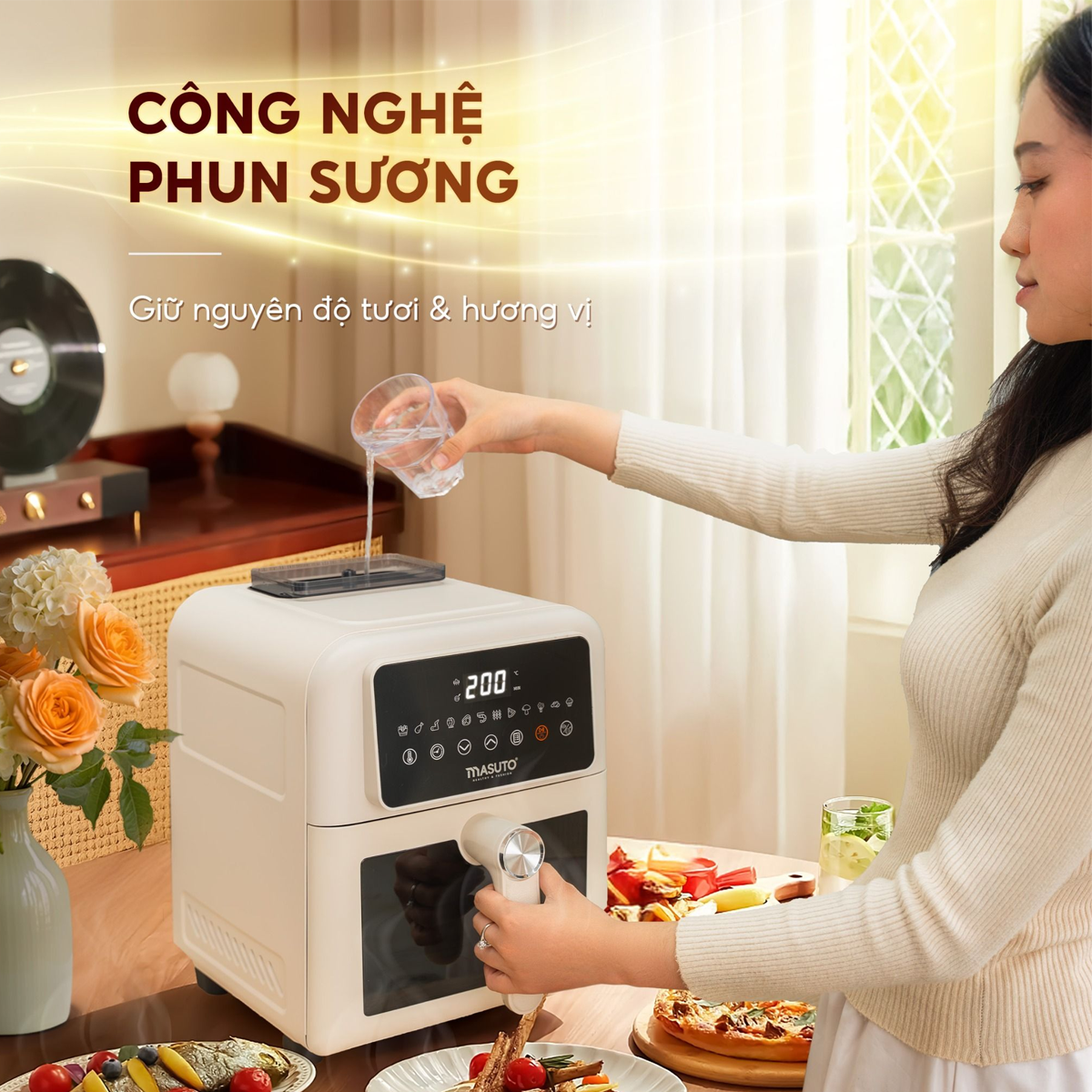 Nồi Chiên Không Dầu Phun Sương Hơi Nước Masuto MSKing 6.0 Lít 3