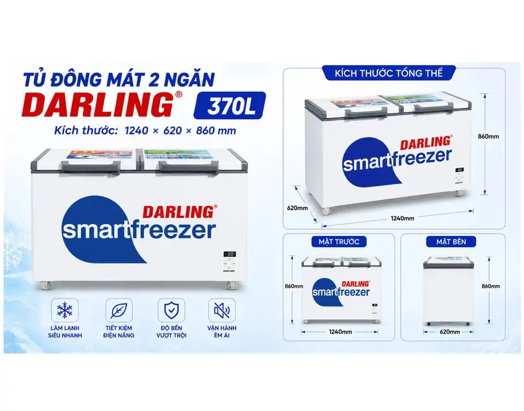 Tủ Đông Mát Darling 370 Lít DMF-3699WS 0
