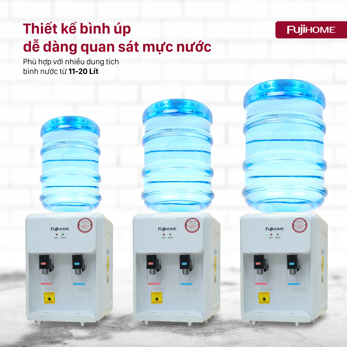 Cây Nước Nóng Lạnh Để Bàn Mini Fujihome WD201E 3