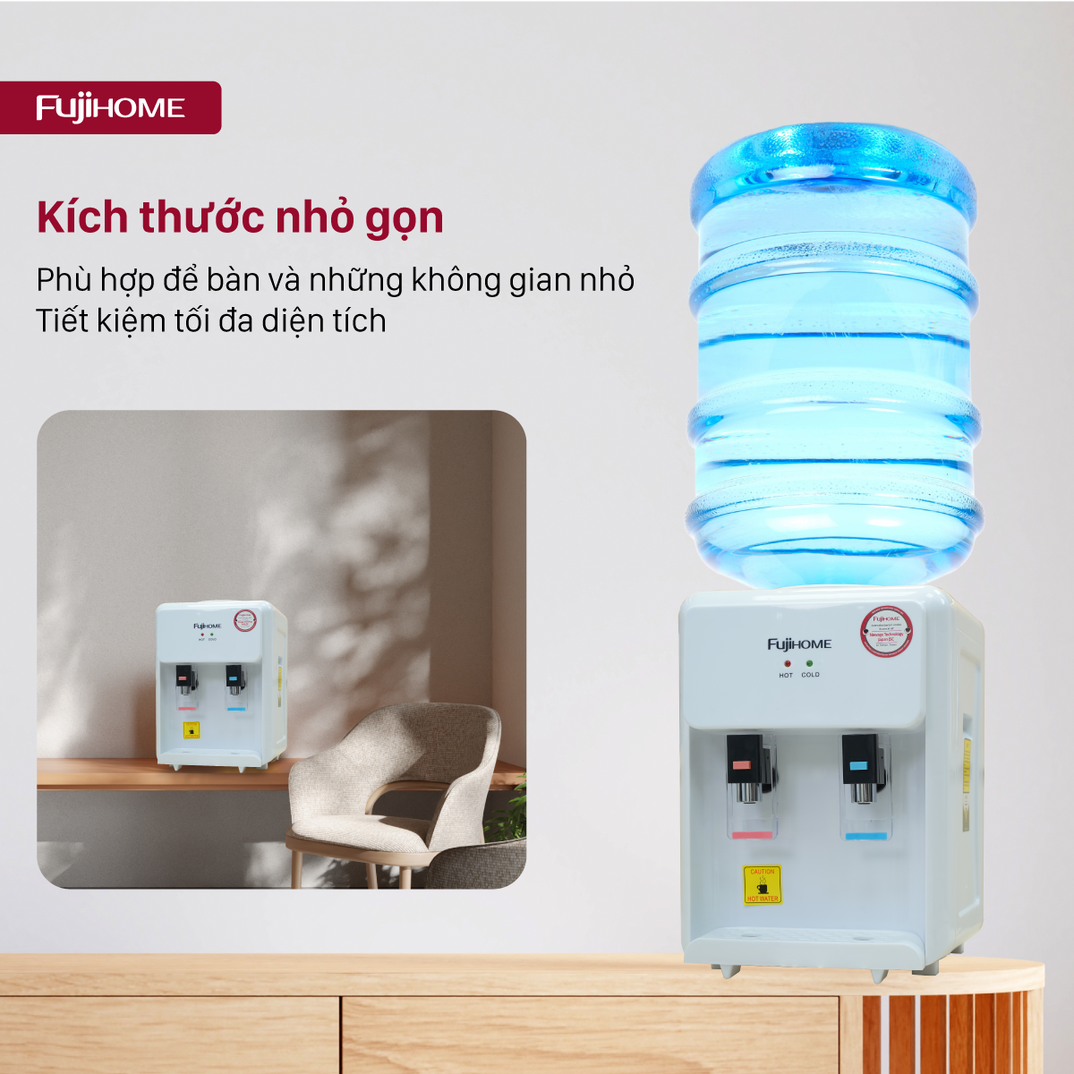 Cây Nước Nóng Lạnh Để Bàn Mini Fujihome WD201E 5