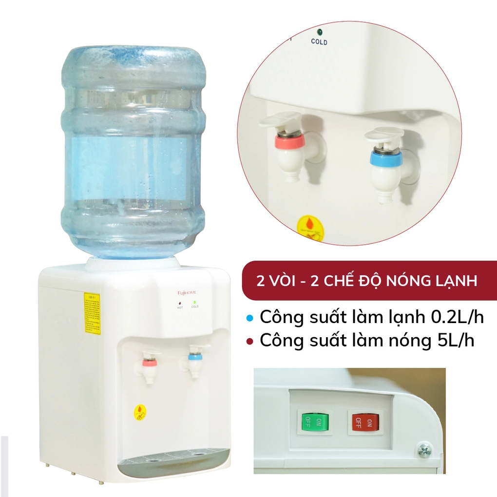 Cây Nước Nóng Lạnh Để Bàn Mini Fujihome WD5510E 5