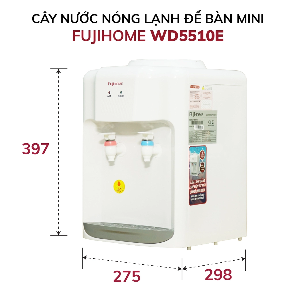 Cây Nước Nóng Lạnh Để Bàn Mini Fujihome WD5510E 8