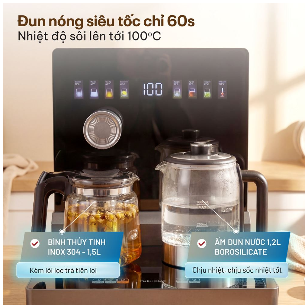 Cây Nước Bàn Trà Điều Khiển Bằng Giọng Nói Fujihome TB2411N-Voice 10
