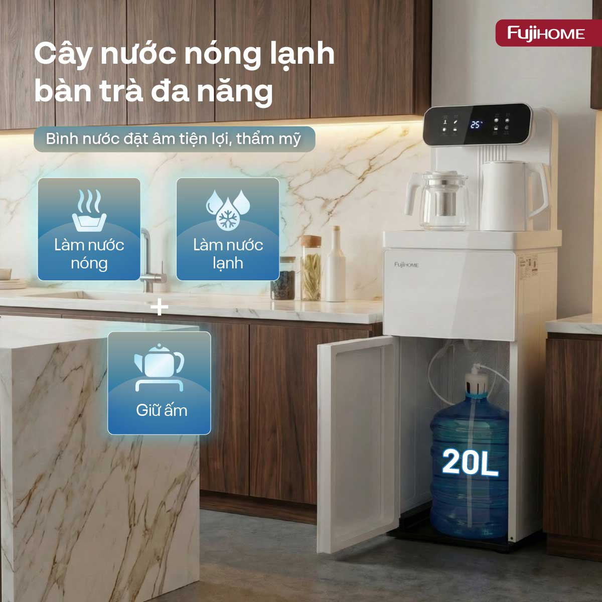 Cây Nước Nóng Lạnh Kết Hợp Bàn Pha Trà Cafe Fujihome TB237N 1