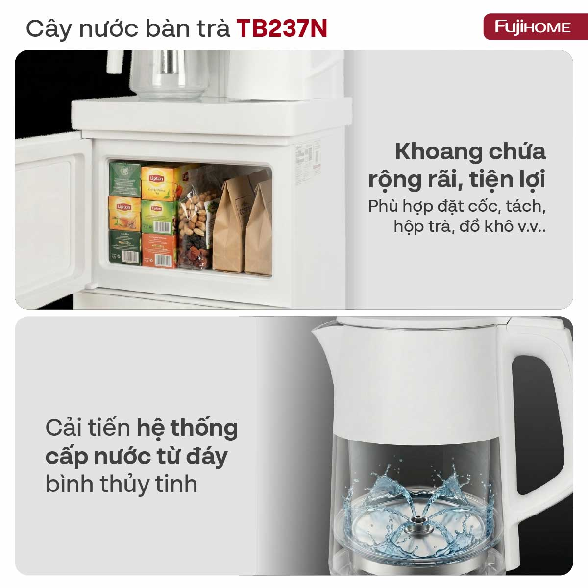 Cây Nước Nóng Lạnh Kết Hợp Bàn Pha Trà Cafe Fujihome TB237N 10