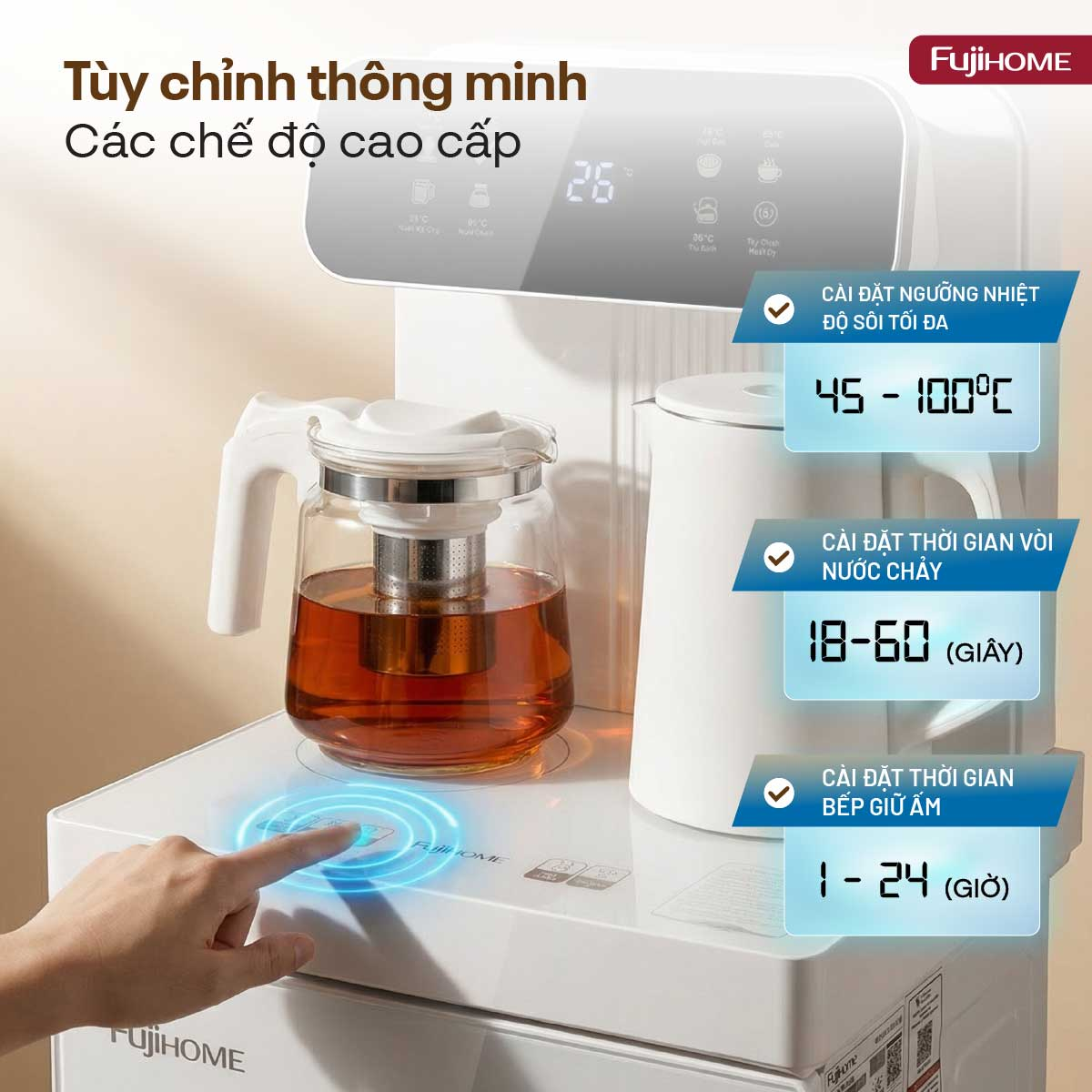Cây Nước Nóng Lạnh Kết Hợp Bàn Pha Trà Cafe Fujihome TB237N 3