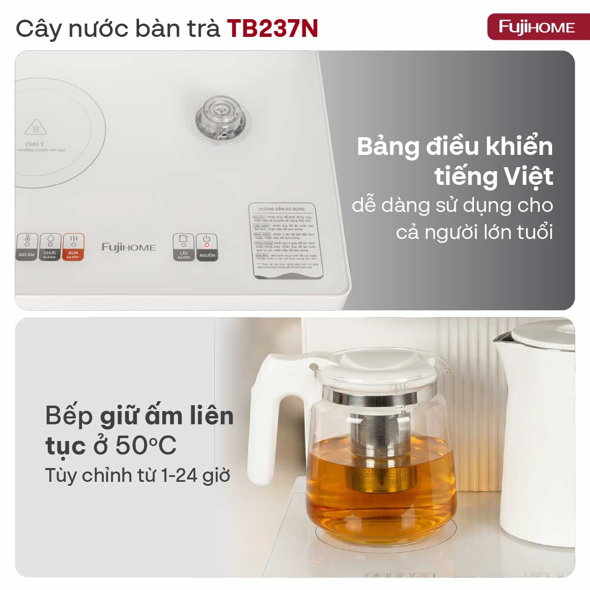 Cây Nước Nóng Lạnh Kết Hợp Bàn Pha Trà Cafe Fujihome TB237N 5