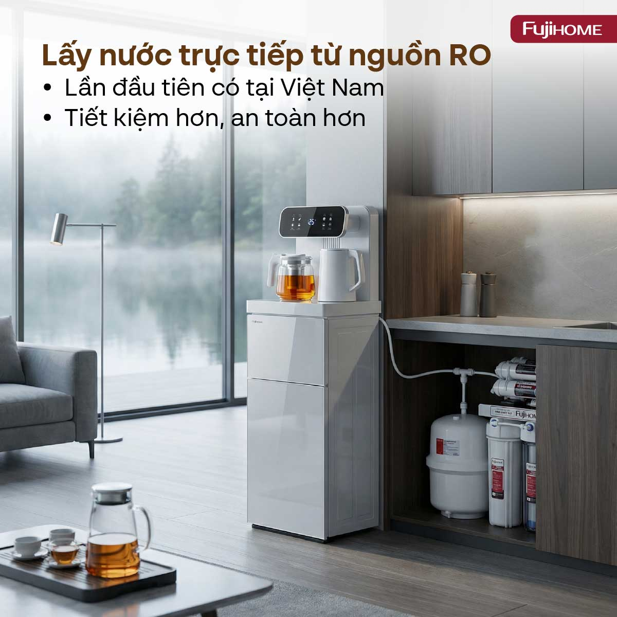 Cây Nước Nóng Lạnh Kết Hợp Bàn Pha Trà Cafe Fujihome TB237N 6