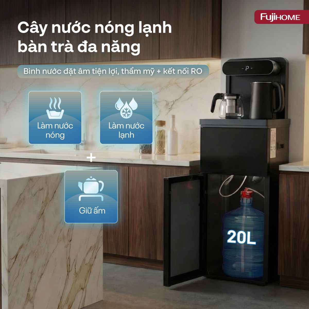 Cây Nước Nóng Lạnh Kết Hợp Bàn Pha Trà, Cafe Fujihome TB392N 1