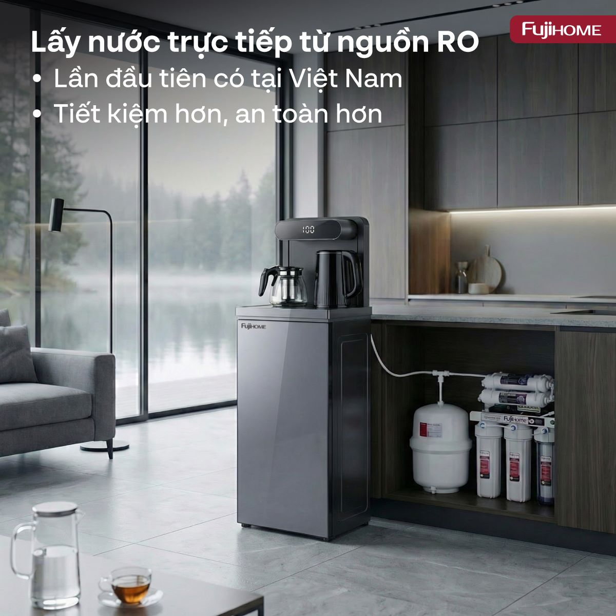 Cây Nước Nóng Lạnh Kết Hợp Bàn Pha Trà, Cafe Fujihome TB392N 2