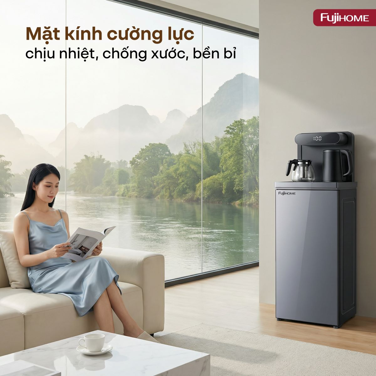 Cây Nước Nóng Lạnh Kết Hợp Bàn Pha Trà, Cafe Fujihome TB392N 6