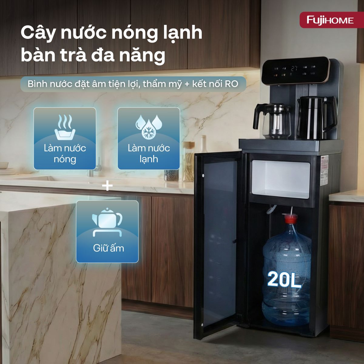 Cây Nước Nóng Lạnh Kết Hợp Bàn Pha Trà, Cafe Fujihome TB243AN 1