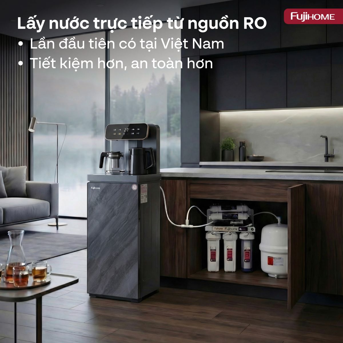 Cây Nước Nóng Lạnh Kết Hợp Bàn Pha Trà, Cafe Fujihome TB243AN 10