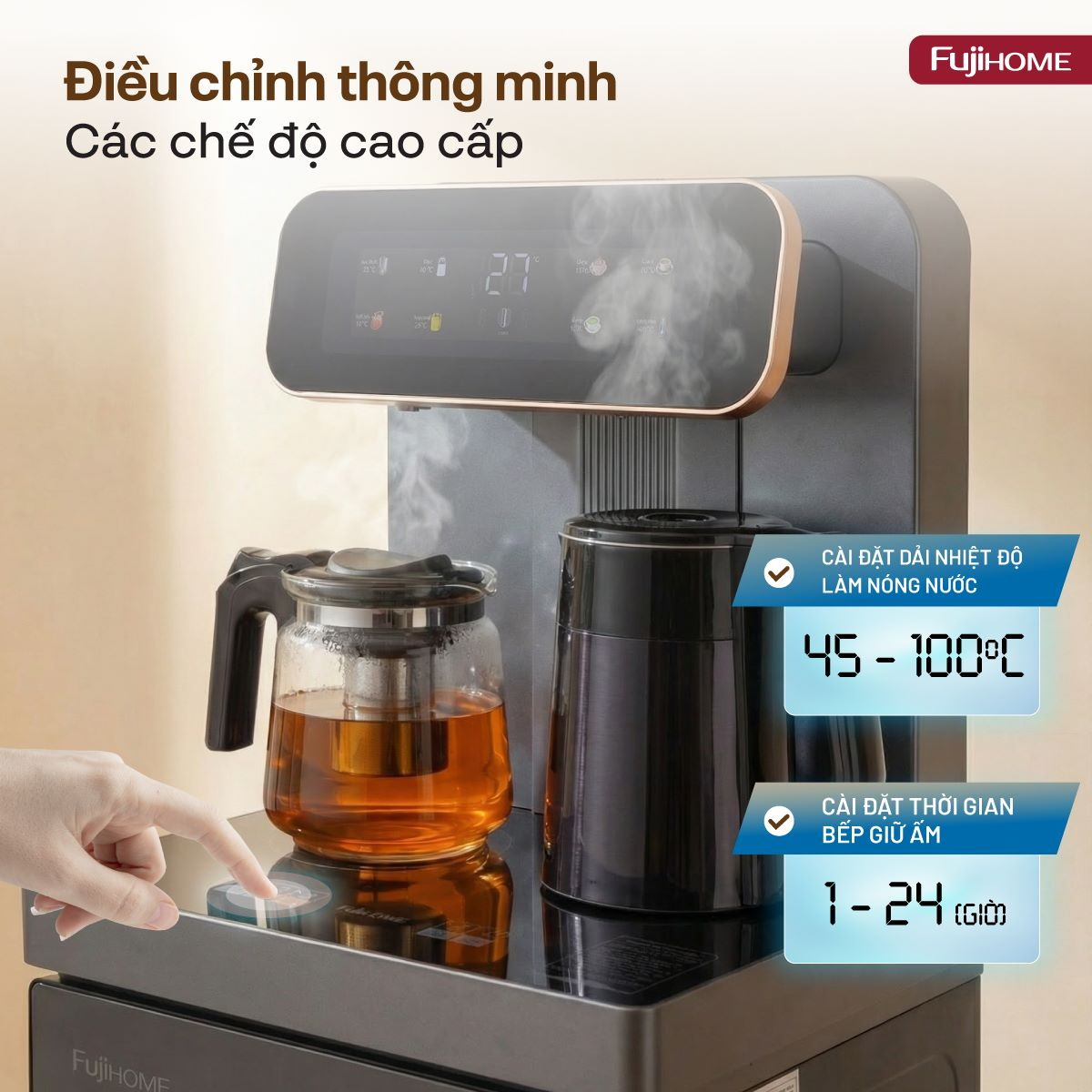 Cây Nước Nóng Lạnh Kết Hợp Bàn Pha Trà, Cafe Fujihome TB243AN 3