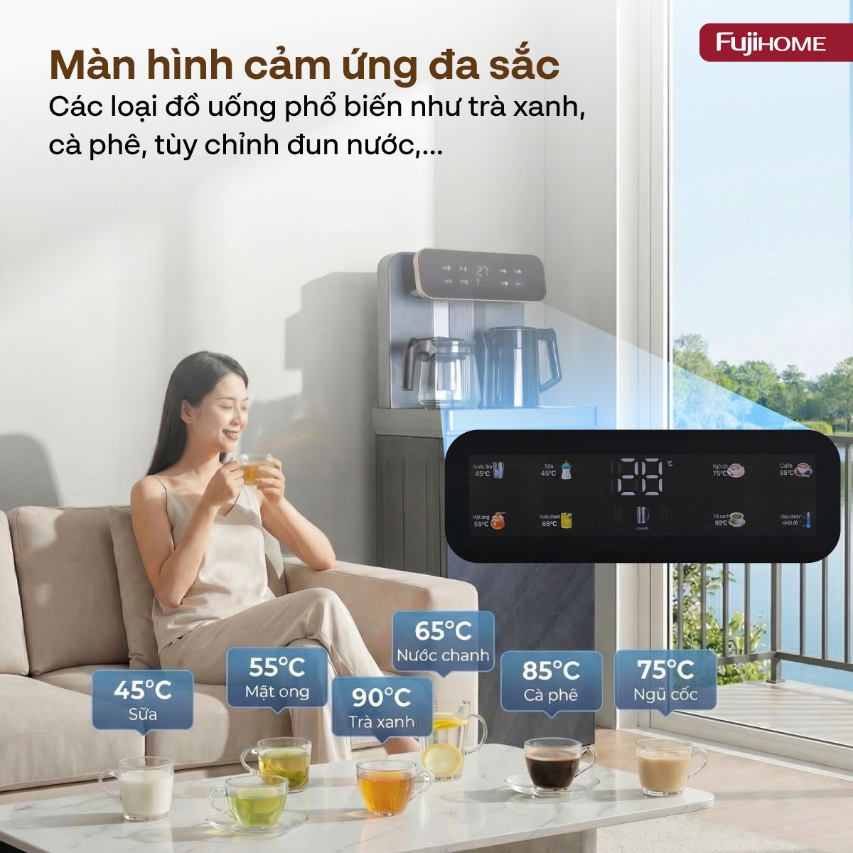 Cây Nước Nóng Lạnh Kết Hợp Bàn Pha Trà, Cafe Fujihome TB243AN 4