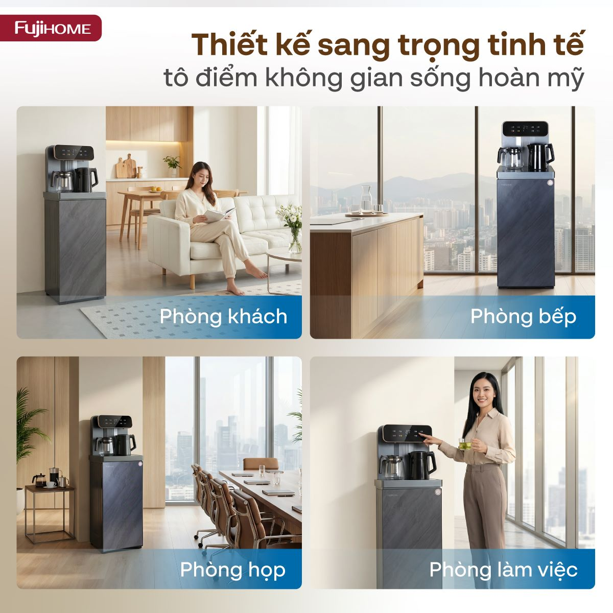 Cây Nước Nóng Lạnh Kết Hợp Bàn Pha Trà, Cafe Fujihome TB243AN 9