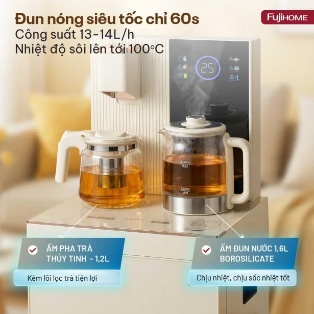 Cây Nước Bàn Trà Cao Cấp Có Ngăn Khử Khuẩn UV Fujihome TB238N-UV