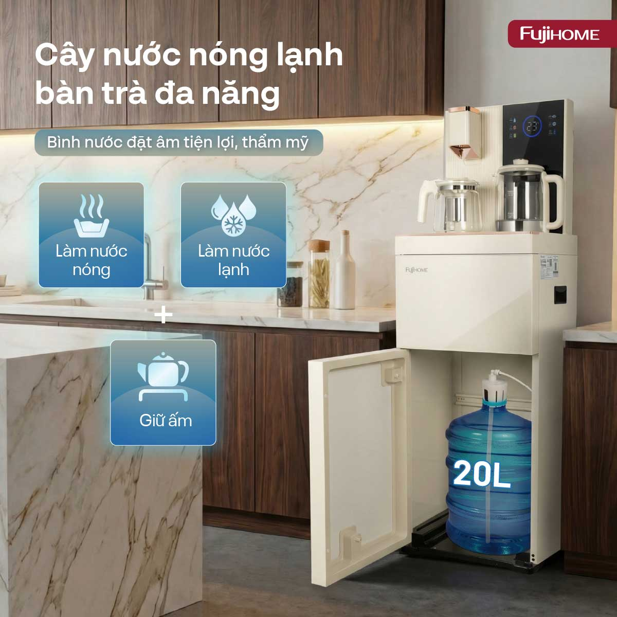 Cây Nước Bàn Trà Cao Cấp Có Ngăn Khử Khuẩn UV Fujihome TB238N-UV 1
