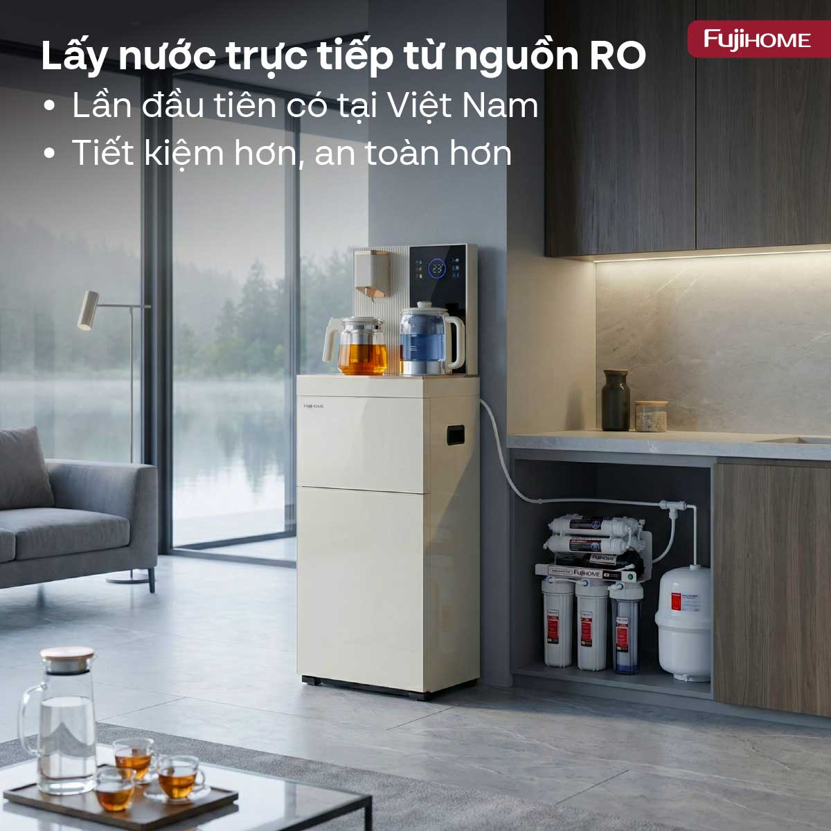 Cây Nước Bàn Trà Cao Cấp Có Ngăn Khử Khuẩn UV Fujihome TB238N-UV 2