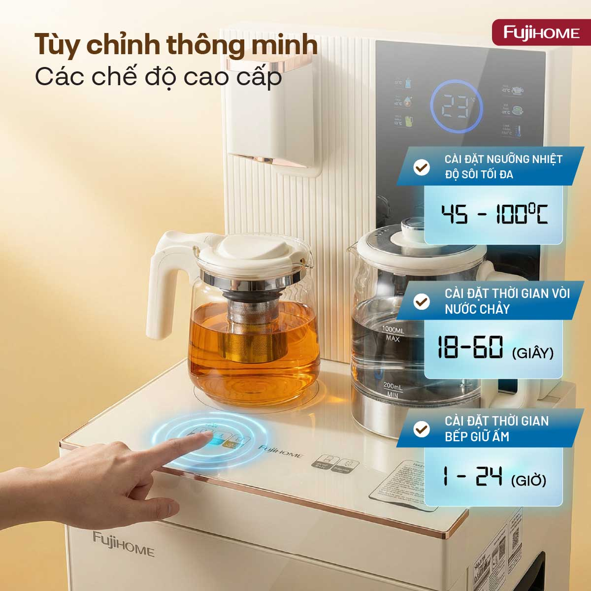 Cây Nước Bàn Trà Cao Cấp Có Ngăn Khử Khuẩn UV Fujihome TB238N-UV 4