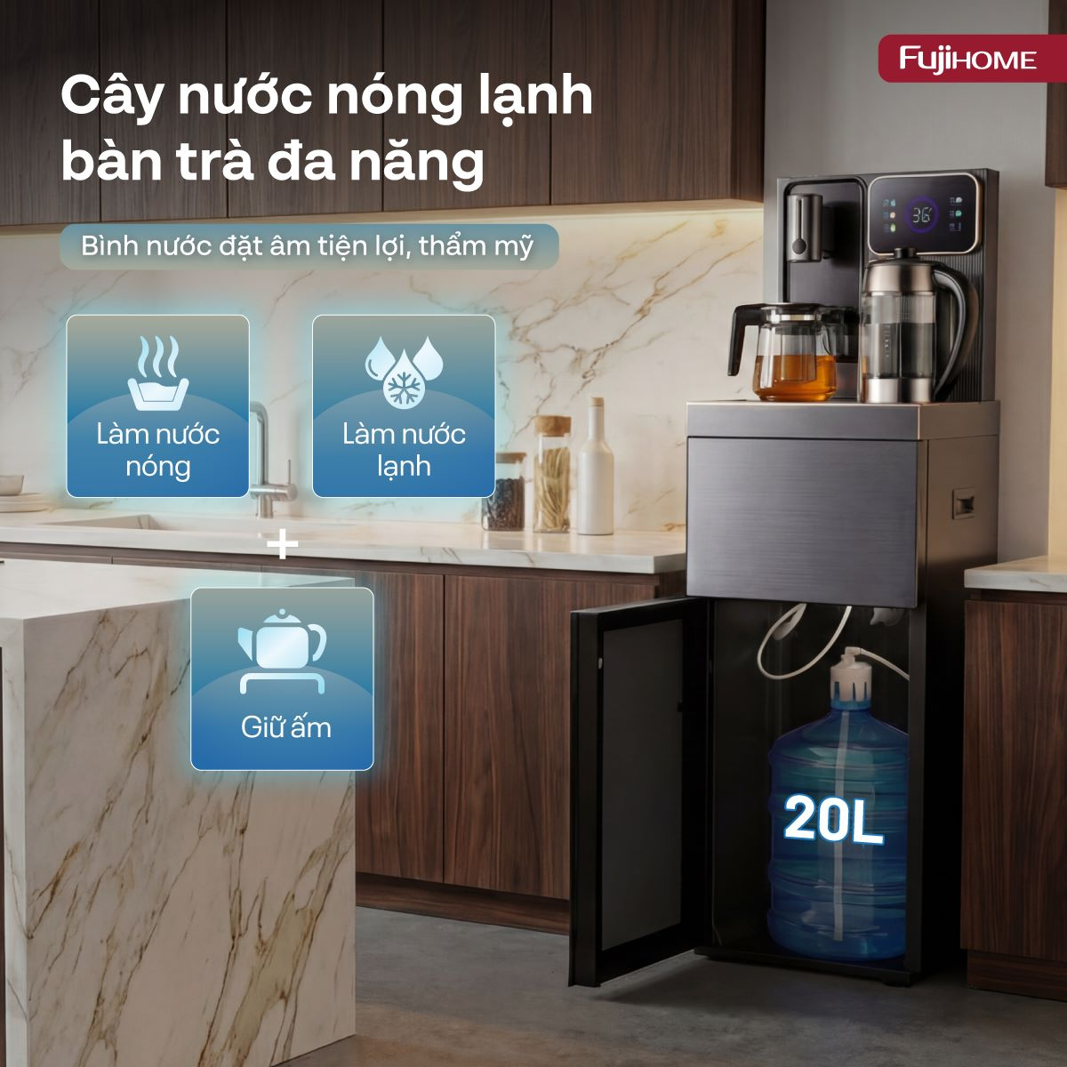 Cây Nước Nóng Lạnh Có Ngăn Khử Khuẩn UV Fujihome TB241N-UV 1