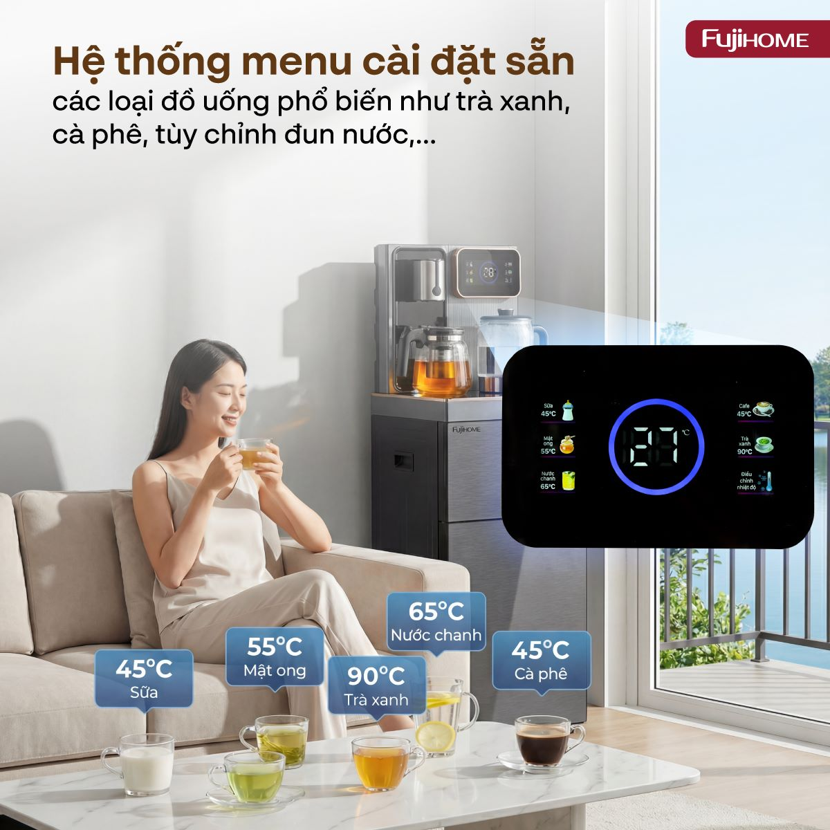 Cây Nước Nóng Lạnh Có Ngăn Khử Khuẩn UV Fujihome TB241N-UV 11