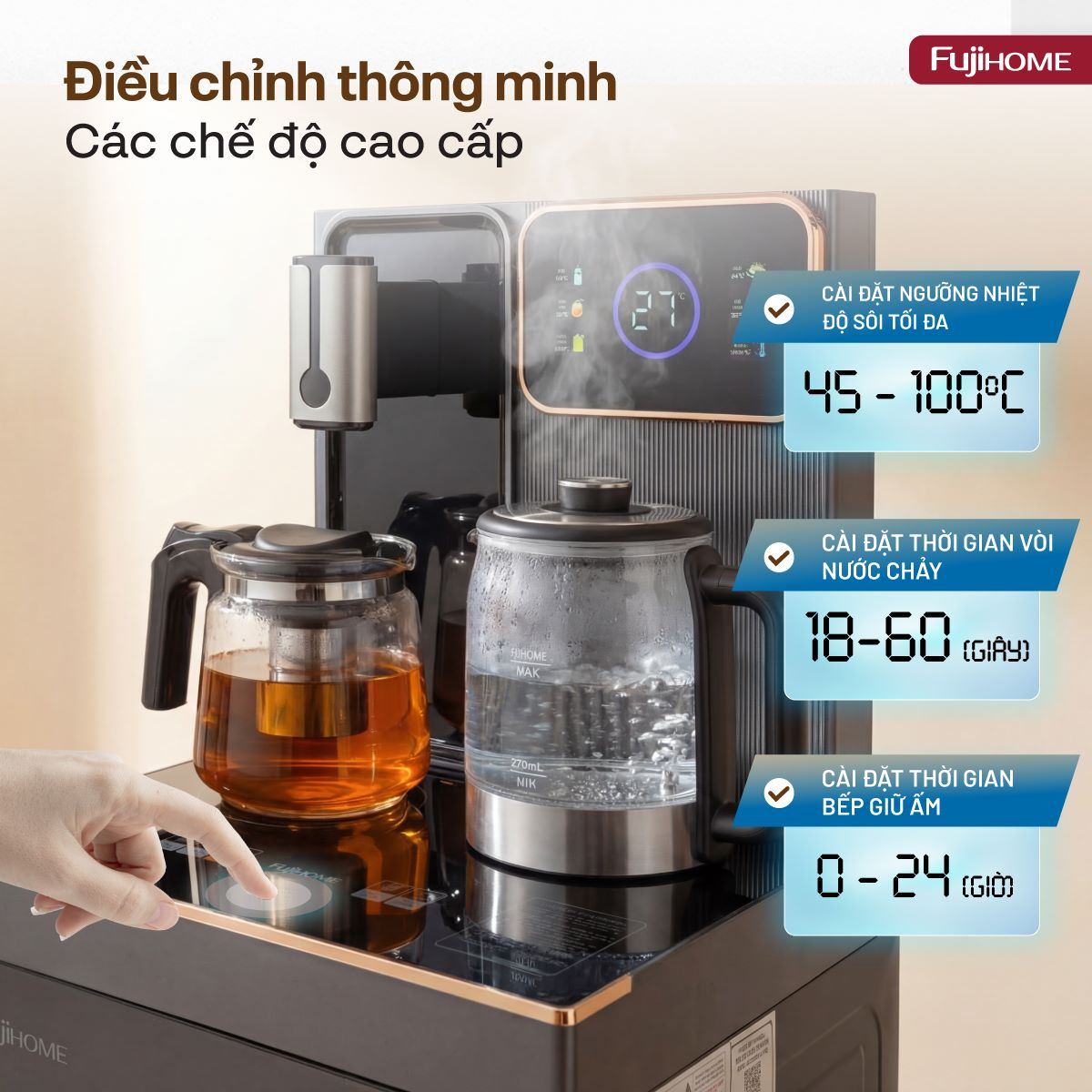 Cây Nước Nóng Lạnh Có Ngăn Khử Khuẩn UV Fujihome TB241N-UV 4