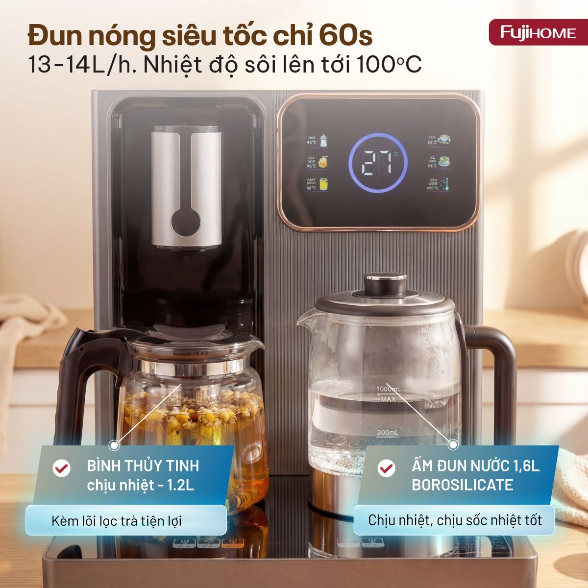Cây Nước Nóng Lạnh Có Ngăn Khử Khuẩn UV Fujihome TB241N-UV 5