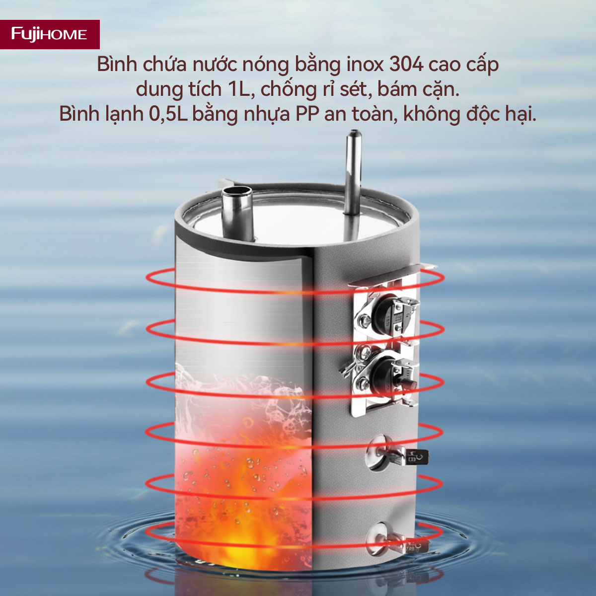 Cây Nước Nóng Lạnh Để Bàn Mini 3 Vòi Fujihome WD07E 3