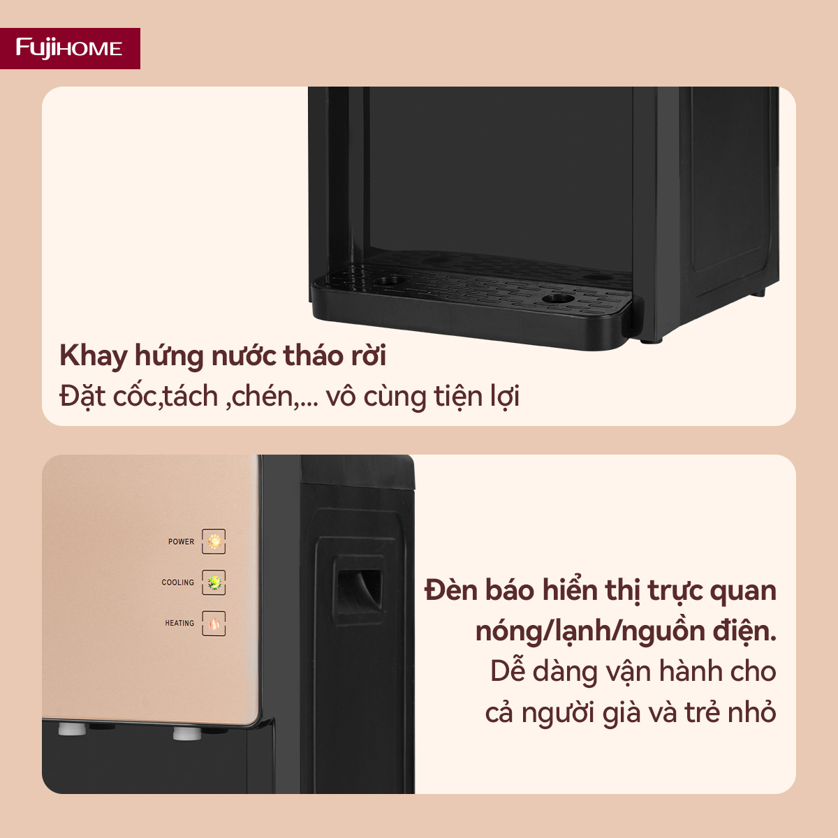 Cây Nước Nóng Lạnh Để Bàn Mini 3 Vòi Fujihome WD07E 7