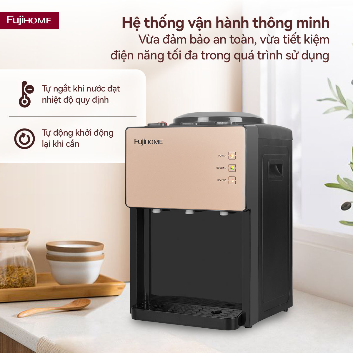 Cây Nước Nóng Lạnh Để Bàn Mini 3 Vòi Fujihome WD07E 8