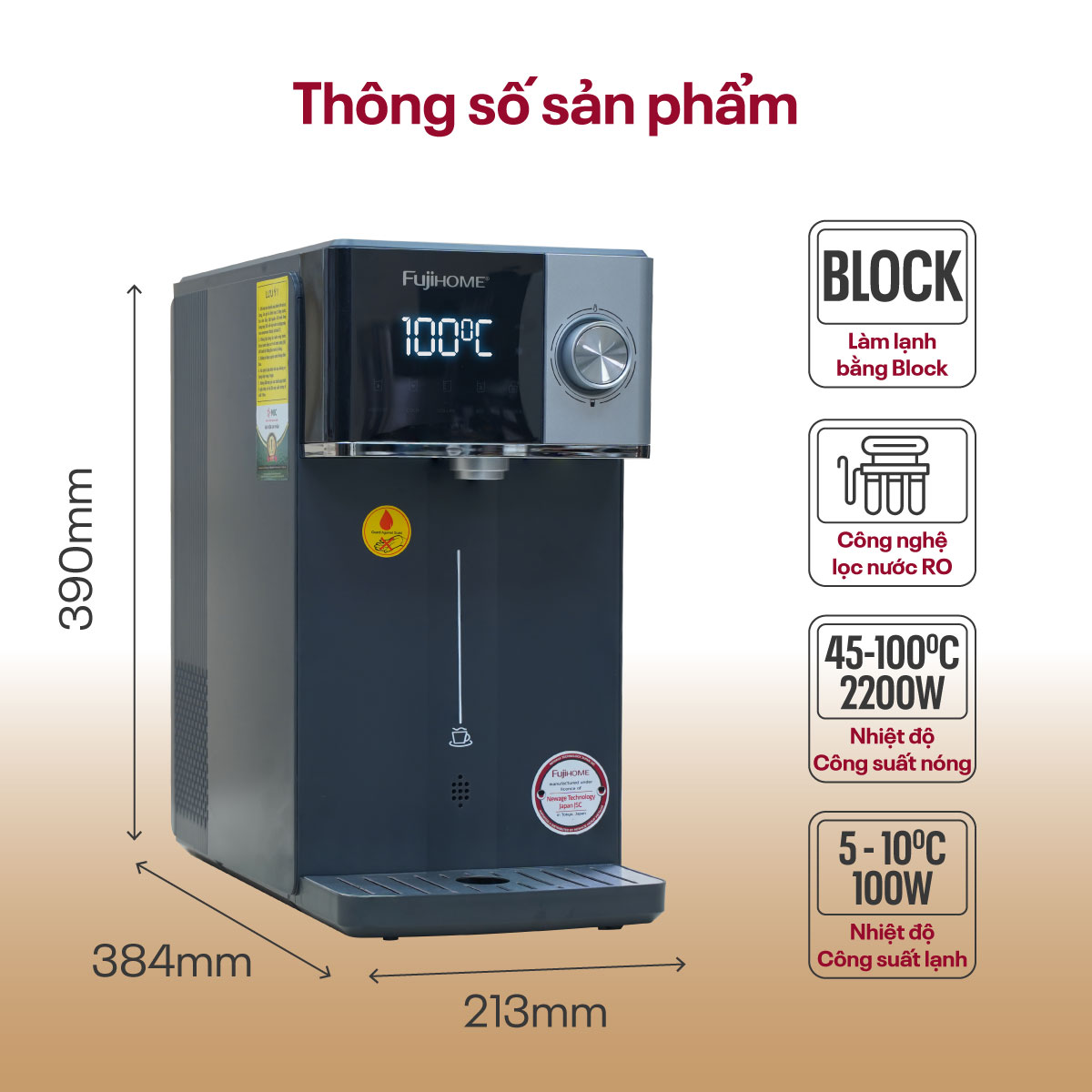Máy Lọc Nước RO Nóng Lạnh Fujihome WP302C 2