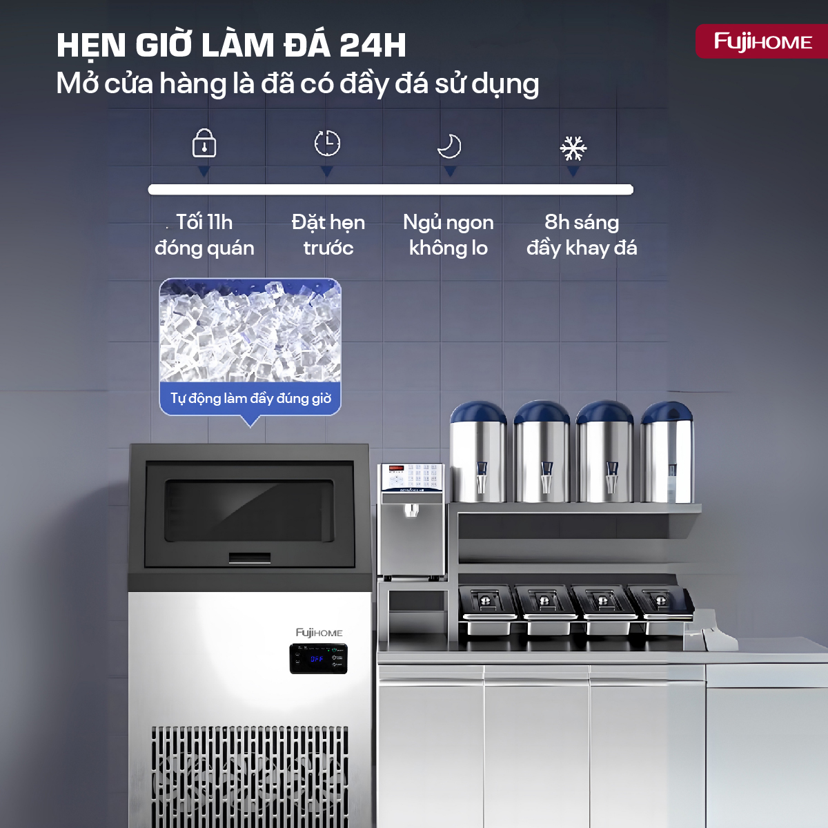 Máy Làm Đá Kèm Lọc Nước UF Fujihome IM70C 6