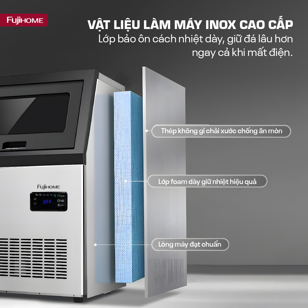 Máy Làm Đá Kèm Lọc Nước UF Fujihome IM70C 7