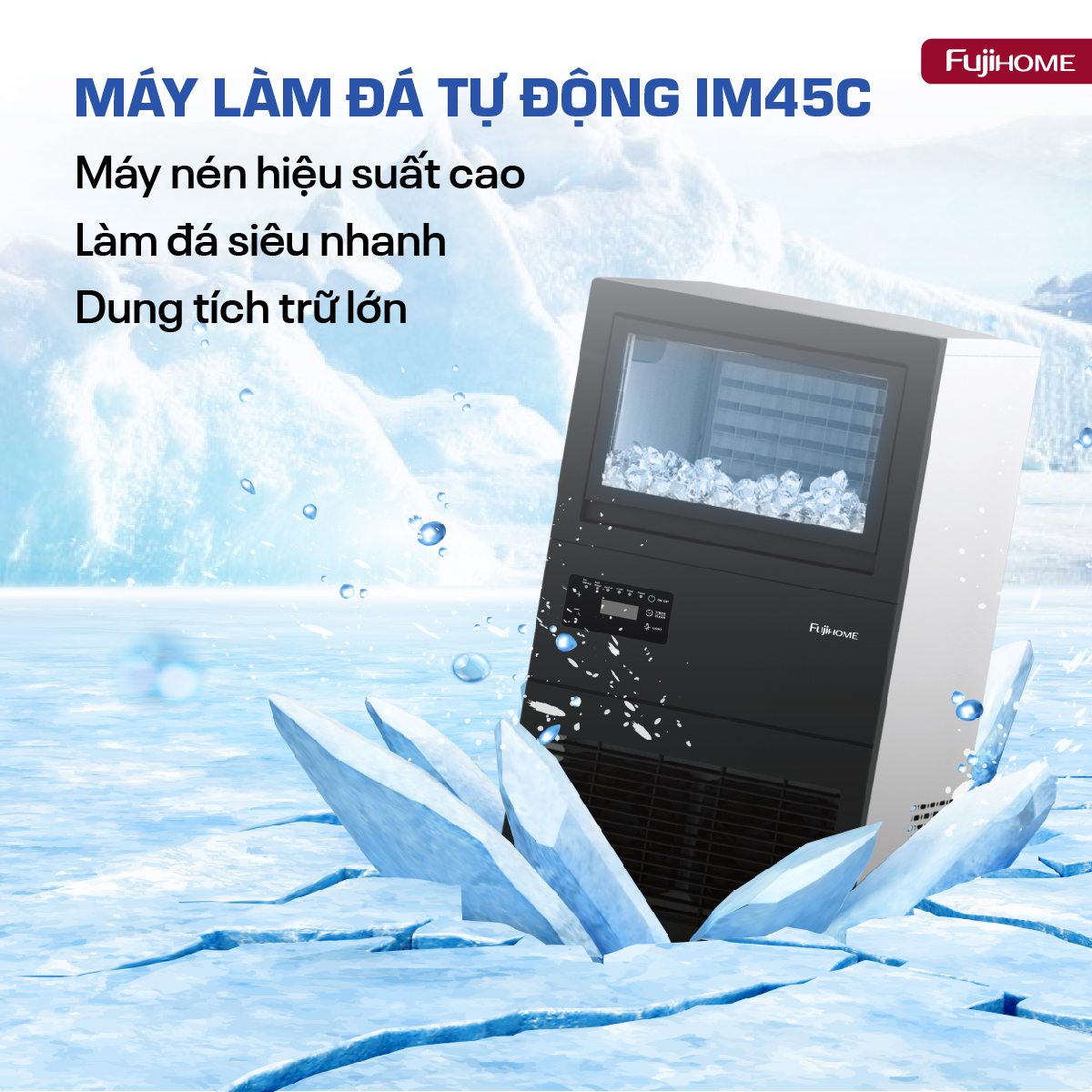 Máy Làm Đá Kèm Lọc Nước UF Fujihome IM45C 2