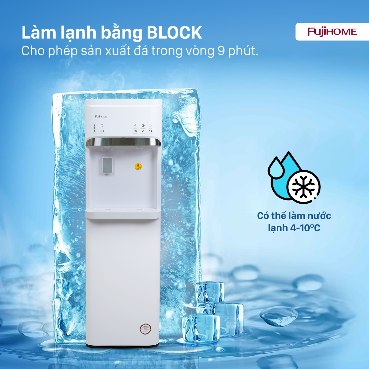 Cây Nước Nóng Lạnh Bình Âm Kèm Chức Năng Làm Đá Fujihome WD628C-IM 2