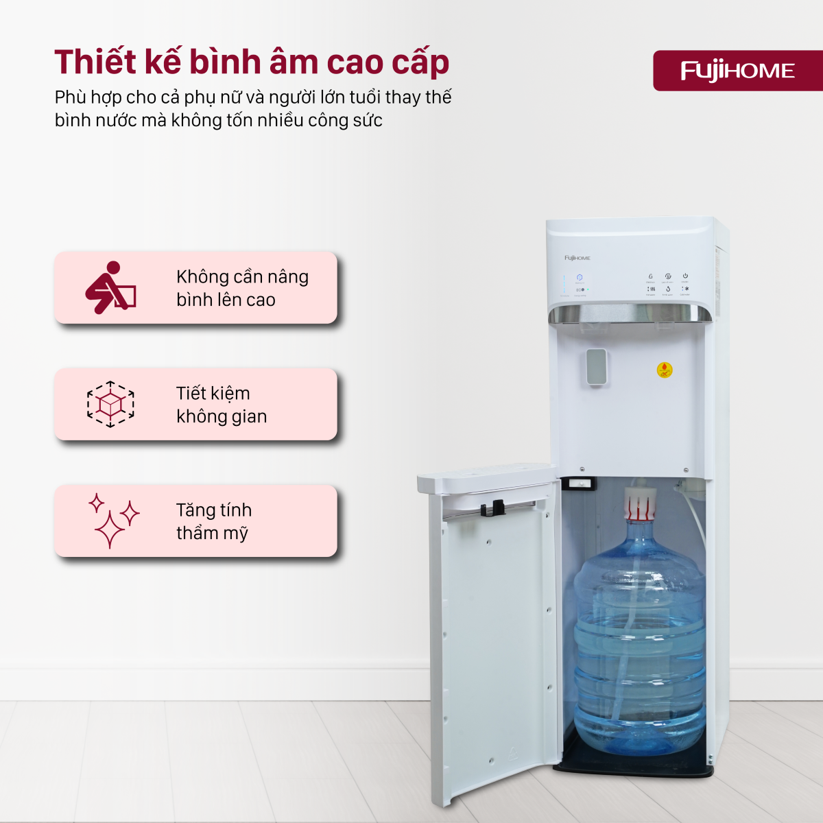Cây Nước Nóng Lạnh Bình Âm Kèm Chức Năng Làm Đá Fujihome WD628C-IM 5