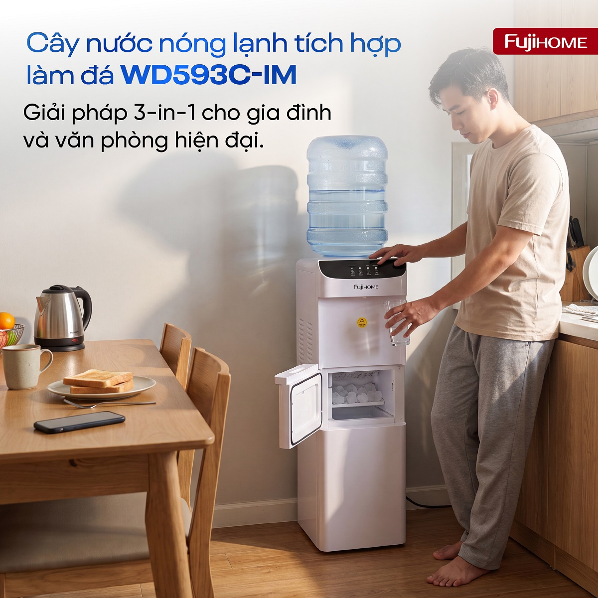 Máy Làm Nóng Lạnh Nước Uống Và Làm Đá Fujihome WD593C-IM 1