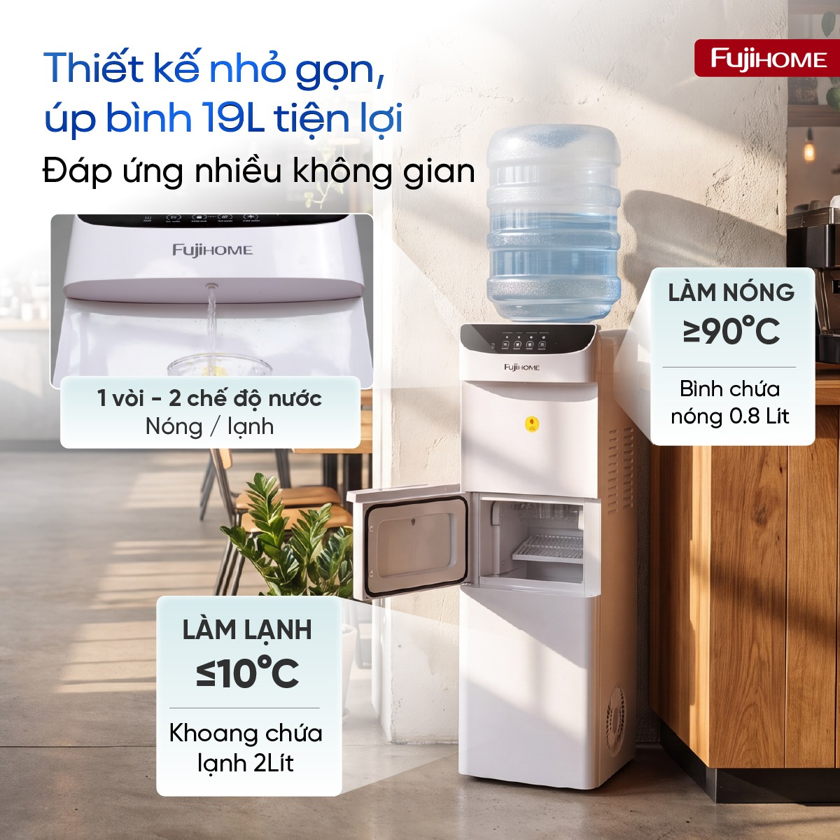 Máy Làm Nóng Lạnh Nước Uống Và Làm Đá Fujihome WD593C-IM 2