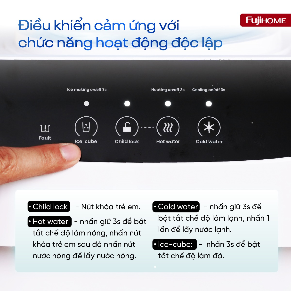 Máy Làm Nóng Lạnh Nước Uống Và Làm Đá Fujihome WD593C-IM 3