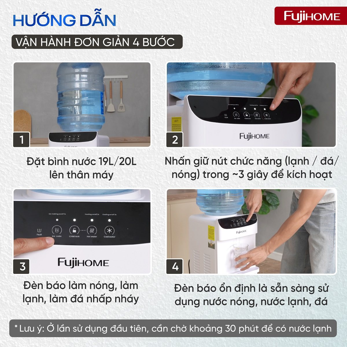 Máy Làm Nóng Lạnh Nước Uống Và Làm Đá Fujihome WD593C-IM 8