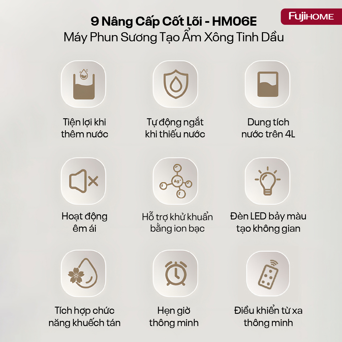 Máy Phun Sương Tạo Ẩm Xông Tinh Dầu Fujihome HM06E 3