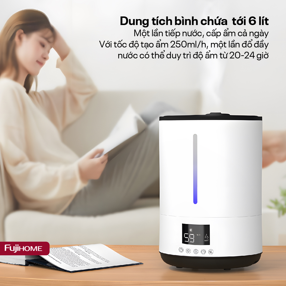 Máy Phun Sương Tạo Ẩm Xông Tinh Dầu Fujihome HM06E 5