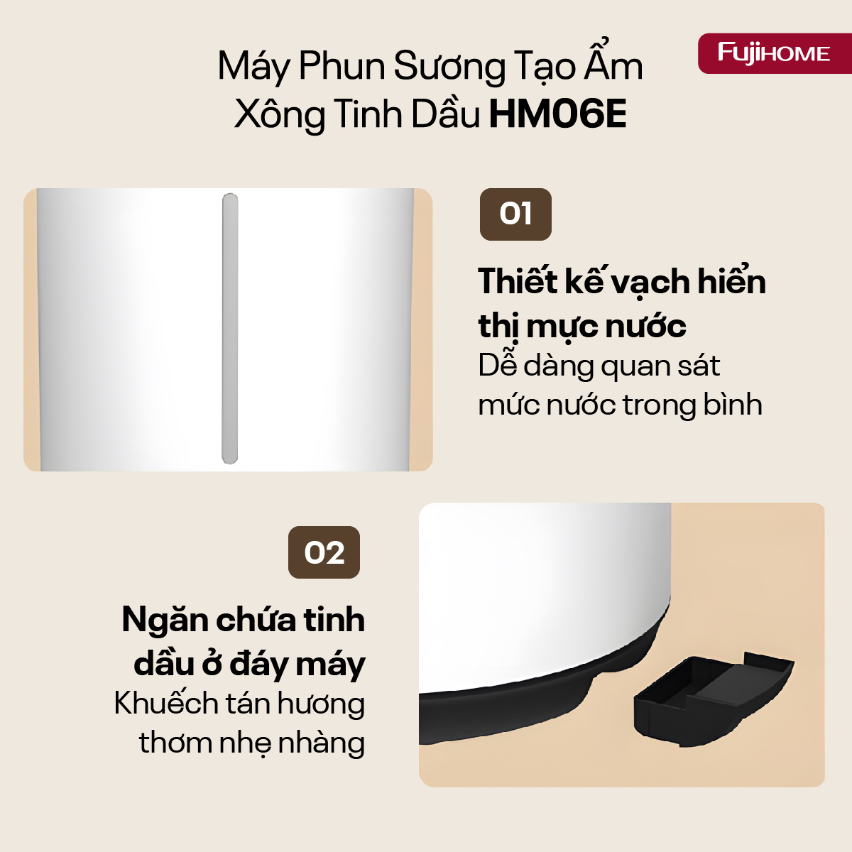 Máy Phun Sương Tạo Ẩm Xông Tinh Dầu Fujihome HM06E 7