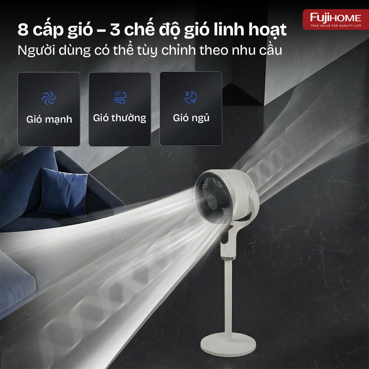 Quạt Tuần Hoàn Thông Minh, Ra Lệnh Giọng Nói Fujihome CFR04-Voice (Màu ghi) 5