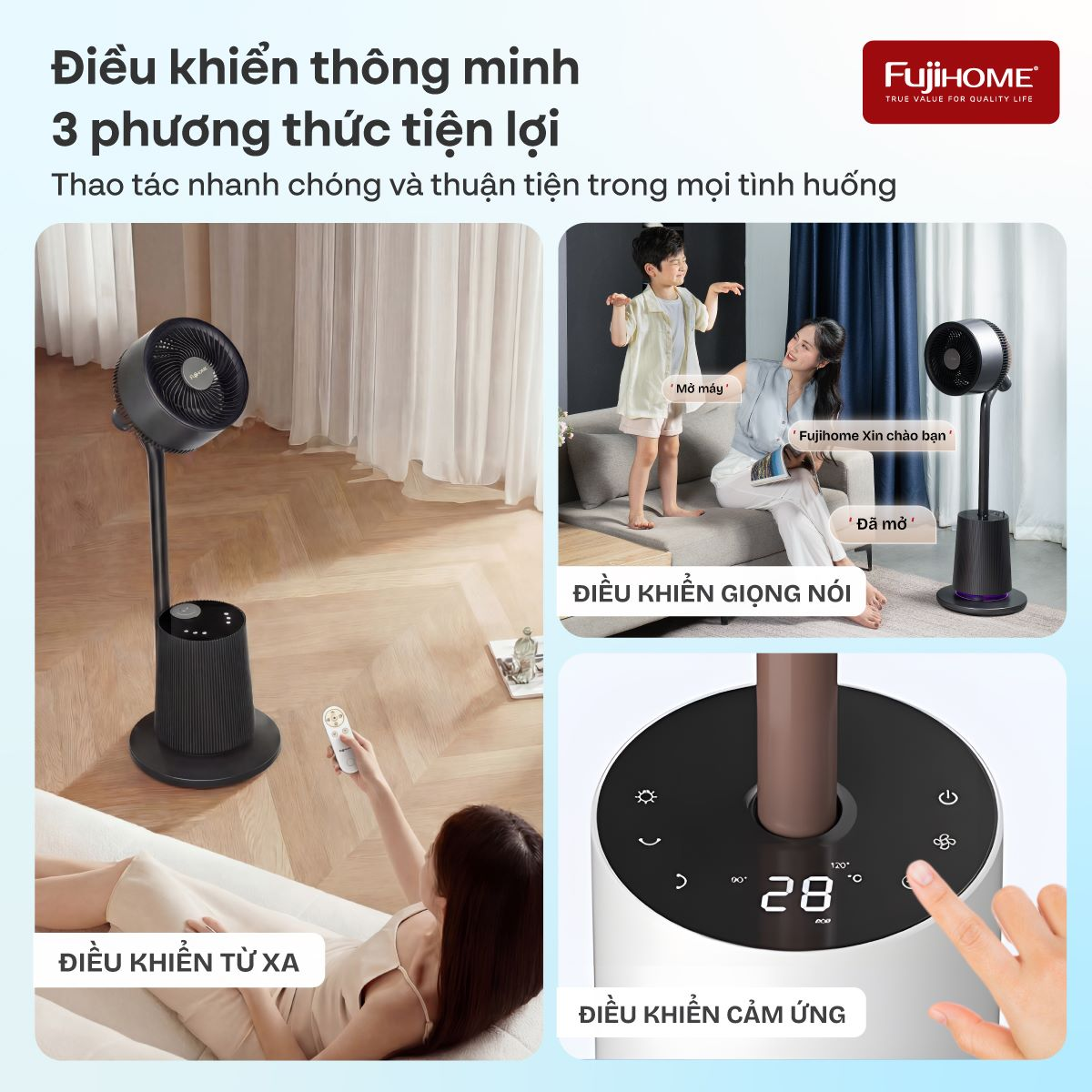 Quạt Tuần Hoàn Thông Minh, Ra Lệnh Giọng Nói Fujihome Luxury CFR01PRO-VOICE (Màu đen) 3