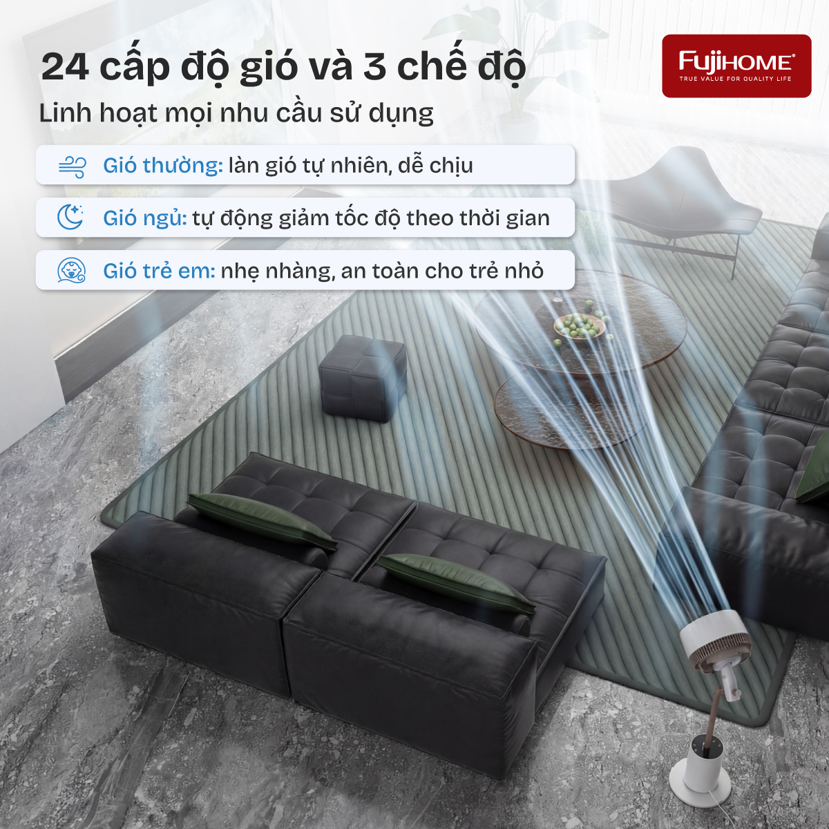 Quạt Tuần Hoàn Thông Minh, Ra Lệnh Giọng Nói Fujihome Luxury CFR01PRO-VOICE (Màu đen) 9